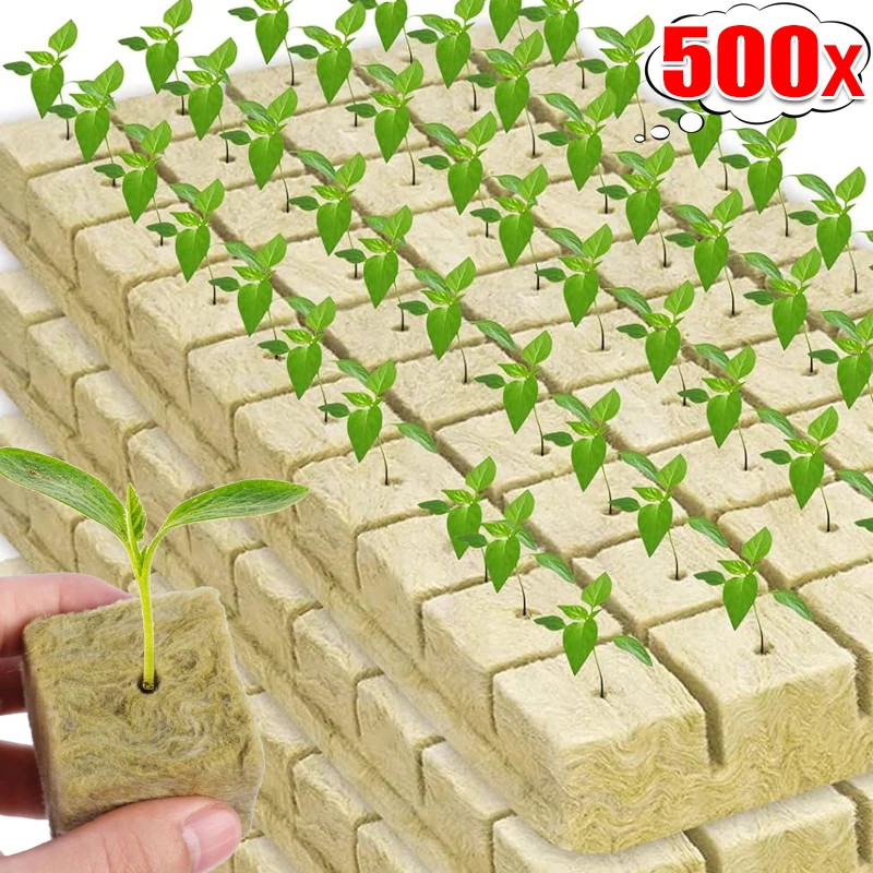 Stonewool Hydroponic Grow Media Cubes Garden Seedling Block Water Cultivation Plant Seed Sowing Germination Blocks 500/50PCS hydroponic grow media cubes soilless planting substrate