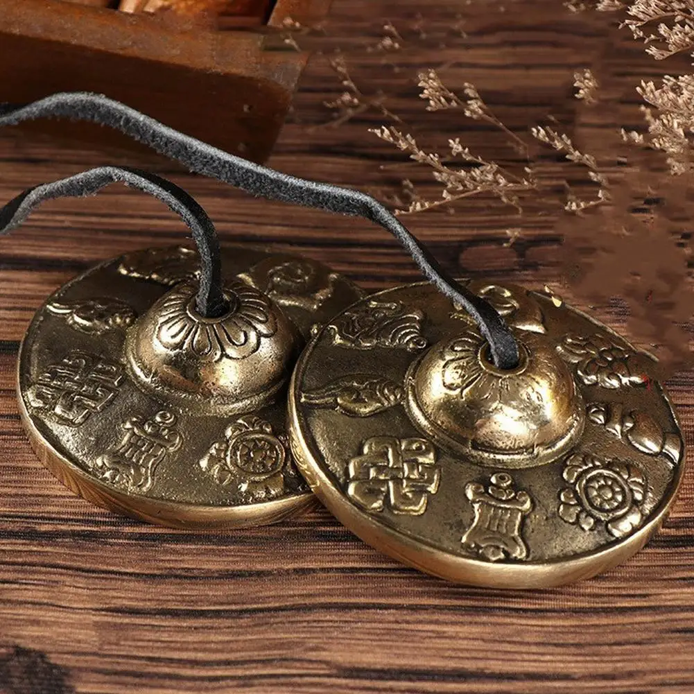 

2.6 дюймов/6,5 см тибетская медитация тинша тарелка Колокольчик для буддистского дома Mindfulnee медное украшение Бронзовый кулон