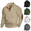 Men's Sweatshirt Long-sleeved Stand-up Collar Jacquard Knitted Casual Street Fashion Button Y2k Pullover Hoodies 1
