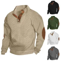 Men's Sweatshirt Long-sleeved Stand-up Collar Jacquard Knitted Casual Street Fashion Button Y2k Pullover Hoodies 1