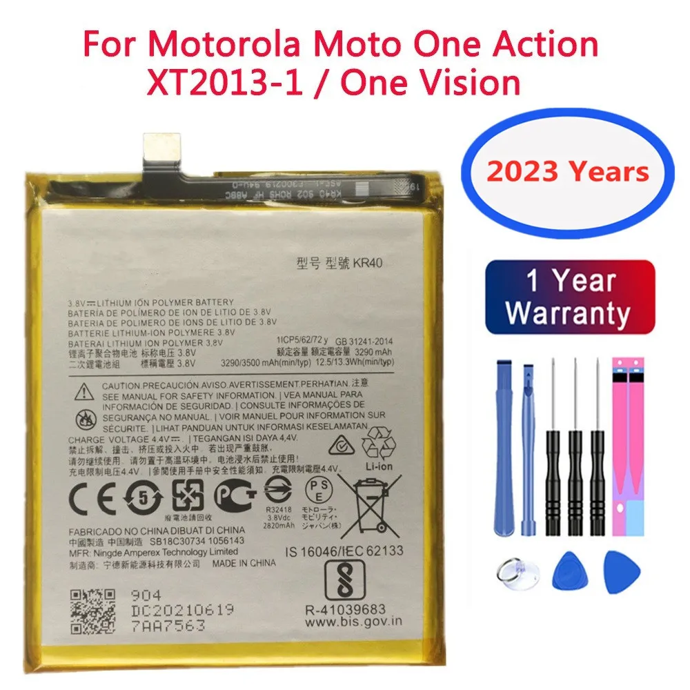 

2023 Years New KR40 Battery For Motorola Moto One Action XT2013-1 / One Vision XT1970-1 3500mAh Phone Battery Bateria In Stock