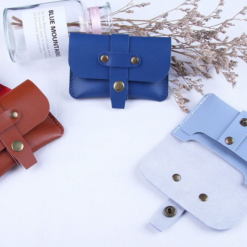 수제 가죽 동전 카드 팩, DIY 바느질, 펀칭 없음, PU 가죽 공예, 반제품 스티치 재료 액세서리