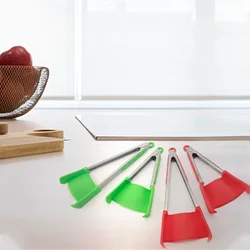 Spatula Tongs Kitchen Tongs With Silicone Tips 7/9 Inch Non-Stick Cooking Grilling Locking Food Tongs 2-in-1 Silicone Egg Turner