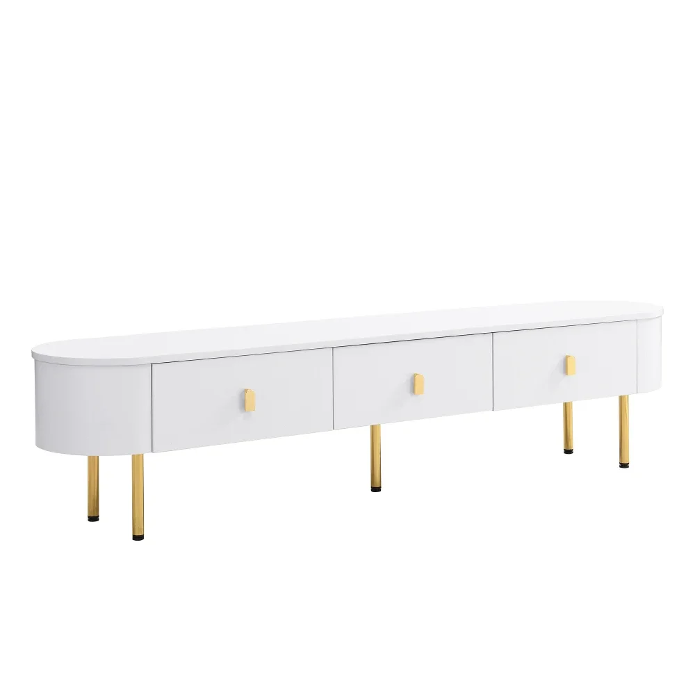 L174×B35×H41cm Wohnzimmermöbel TV-Schrank mit Schubladen, goldenen Griffen und Beinen, gebogenen Ecken, geeignet für die Inneneinrichtung – Detail 8
