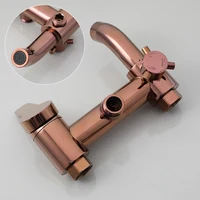 Yanksmart ก๊อกน้ำพร้อมระบบฝักบัวในห้องน้ำแบบทองคำสีกุหลาบ, ก๊อกน้ำติดผนังอ่างอาบน้ำผสม 4