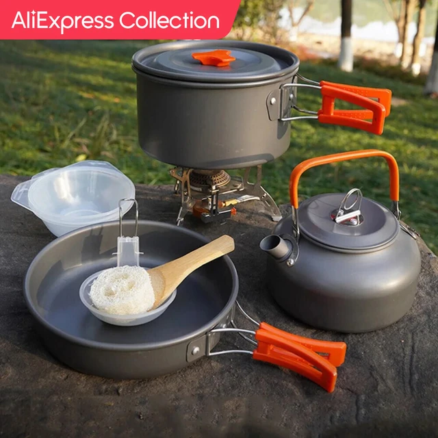 Orange 10pcs Set Camping Cookware Set Durable Kitchen Tool Outdoor  Backpacking Camping Hiking Picnic Included Mesh Carry Bag - AliExpress