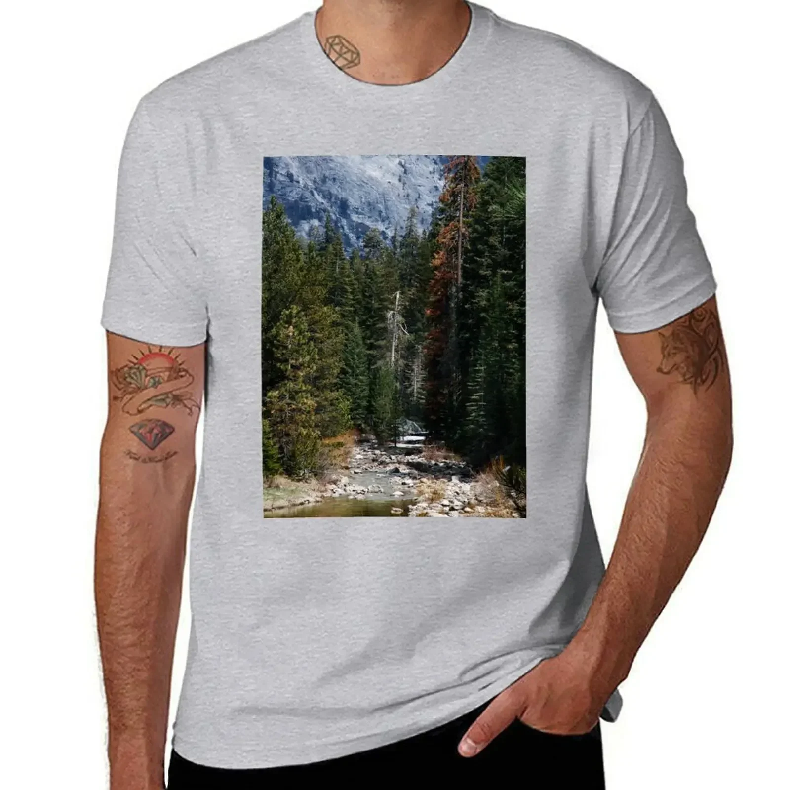

Small Stream and Trees T-shirt plus sizes quick drying boys animal print plain t shirts men