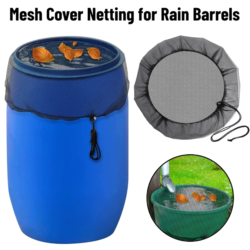 Mesh Cover Netting for Rain Barrels Outdoor Water Collection Buckets