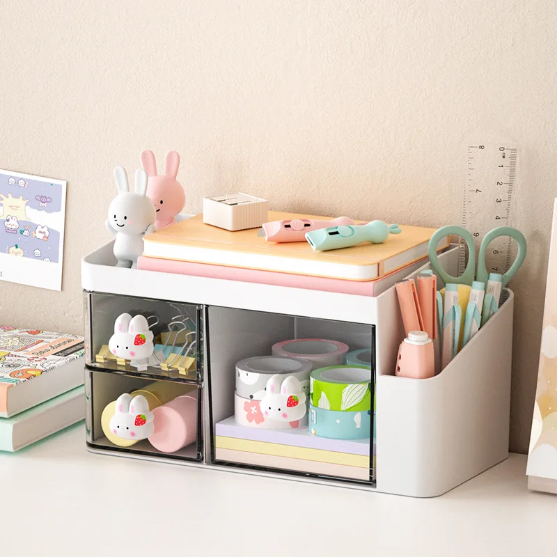 

Creative Cartoon Pen Holder Desktop Stationery Storage Box for Student Cosmetics Makeup Brush Storage Holder Sundries Organizer