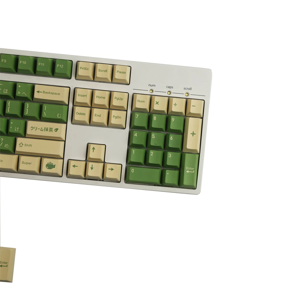 Kailh Switch, Creme Matcha Keycaps, PBT, DYE-Sublimação, Perfil de Cereja, 140 Chaves