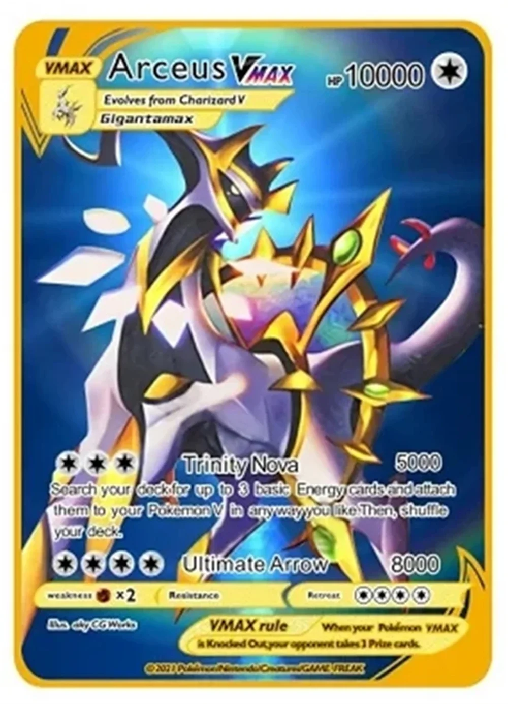 10000 point arceus vmax metal cards DIY card pikachu charizard golden  limited edition kids gift game collection cards | Walmart en lnea