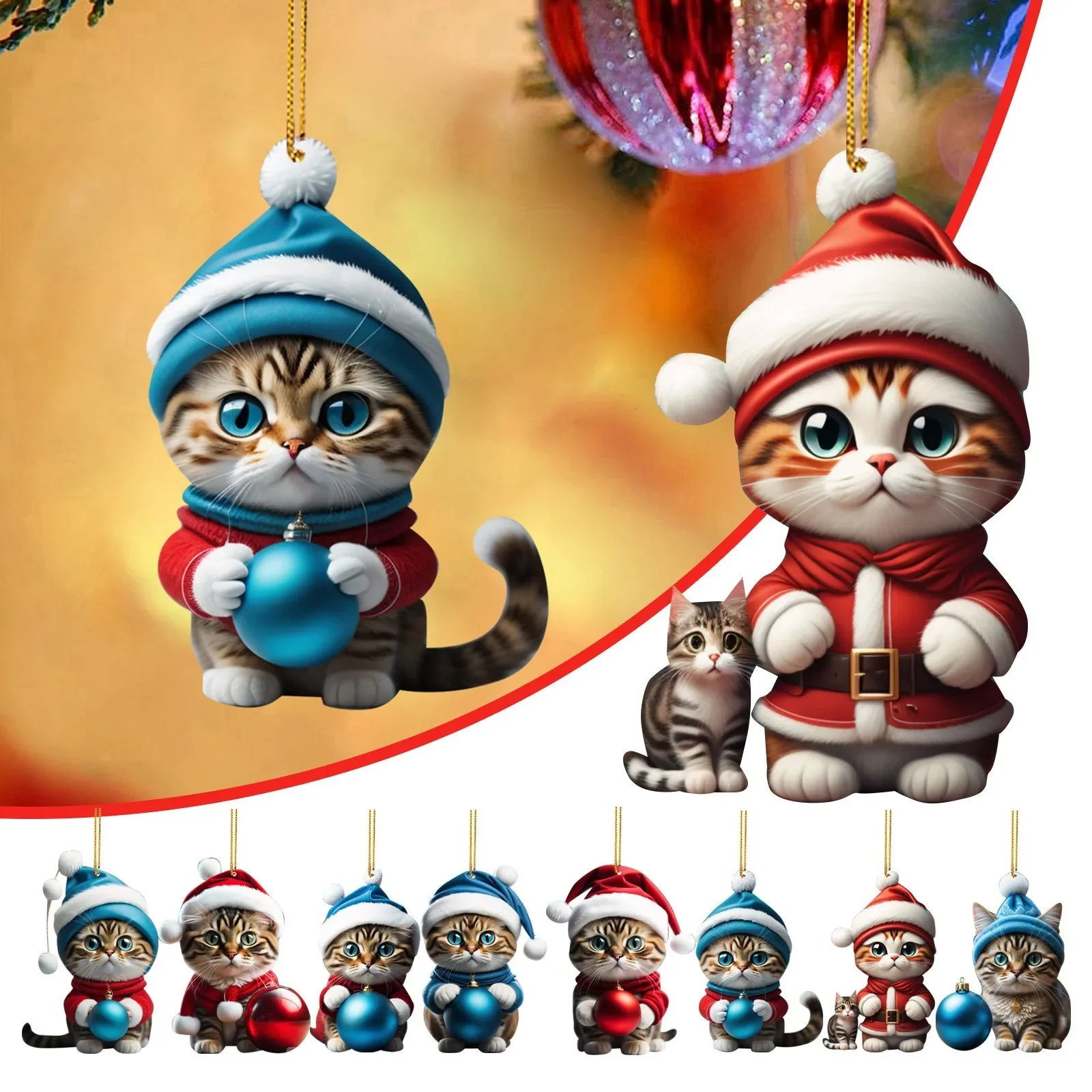 

Cute Cats Pendants Christmas Party Decor Merry Christmas Kitten Decorations Cristmas Ornament Xmas Home Navidad Natal New Year