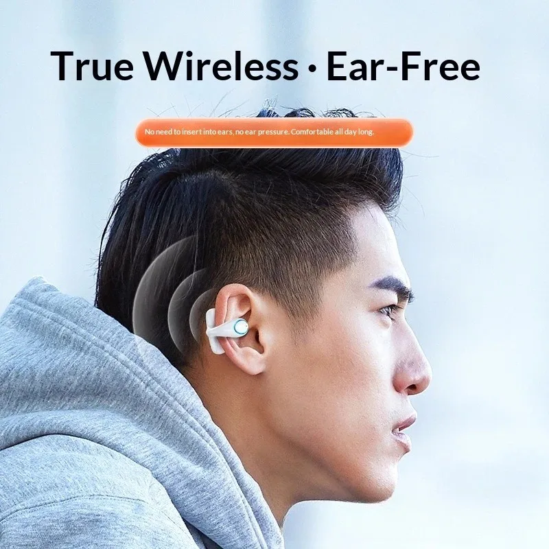 Einohr-Knochenleitungskopfhörer, Lauf- und Sportkopfhörer, kabellose Bluetooth-Ohrclips mit offener Ohrwahrnehmung_voghion.com