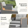 Balcony Furniture 5 Piece Patio Conversation Set, PE Wicker Rattan Outdoor Lounge Chairs with Soft Cushions 2 Ottoman&Glass Tabl 4