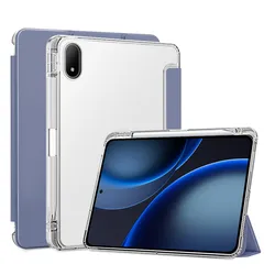Enhanced Tablet Case with Pencil Holder and Soft Back Cover for OPPO Pad Mini (Lavender gray)