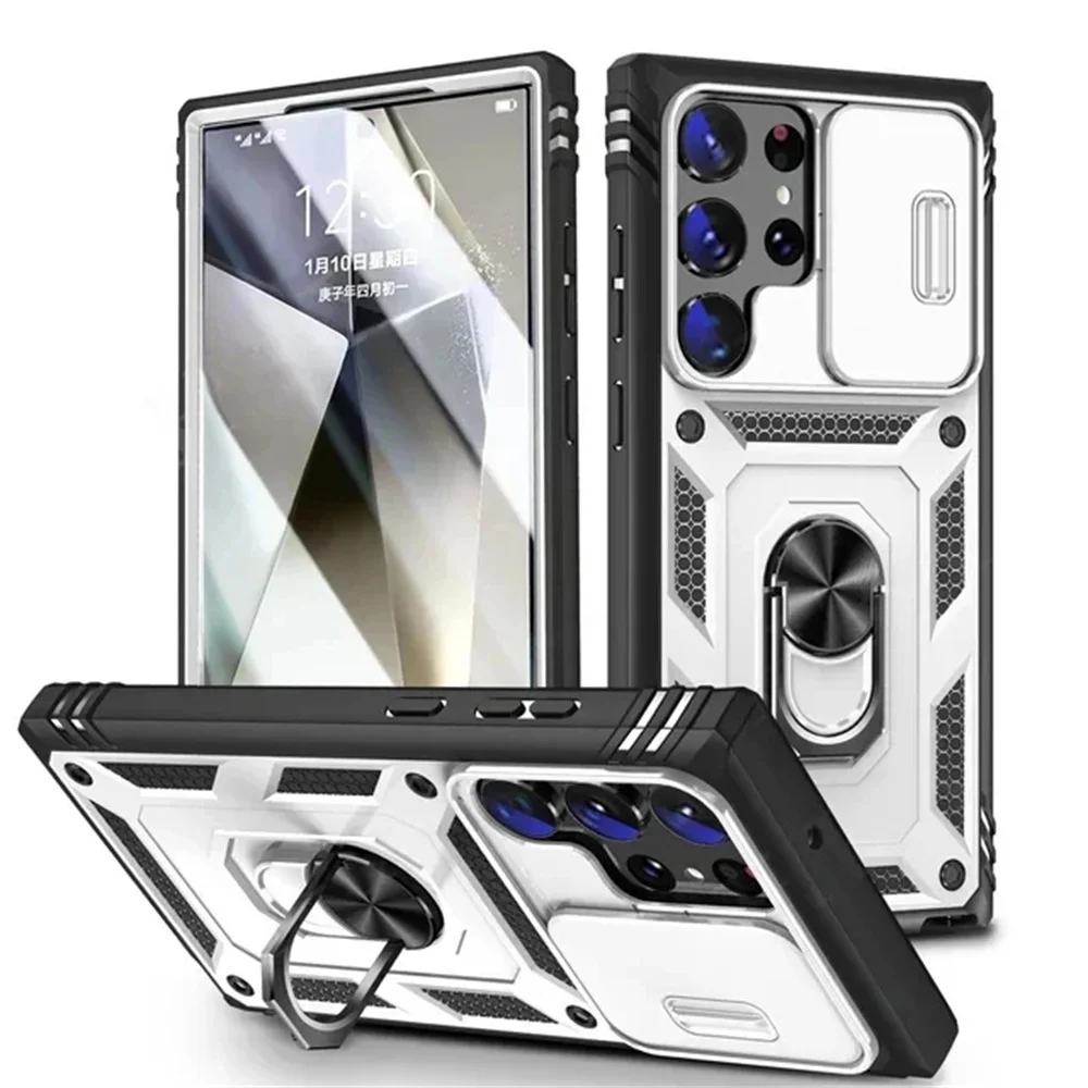 Enhanced Privacy Magnetic Ring Holder Phone Case with 360-Degree Rotation
