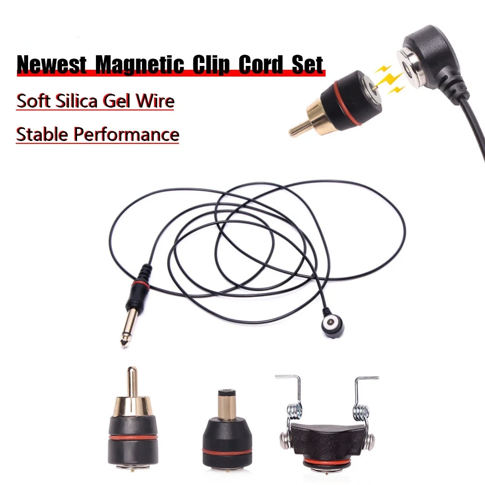 

1Pcs Tattoo Power Supply Magnetic Clip Cord RCA DC Interface Head Copper Wire Hook Line Tattoo Makeup Machine Cable Accessories