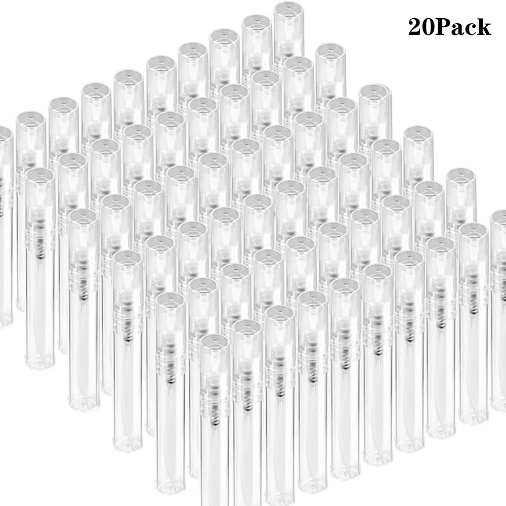 

20pcs 2ML- 10ML Mini Clear Plastic Spray Bottle Empty Perfume Atomizer Sample Bottles for Travel Essential Perfume Liquid