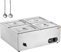110V 4-Pan Food Warmer, 1200W Electric Steam Table 15cm/6inch Deep, Professional Stainless Steel Buffet Bain Marie 48 Quart 1