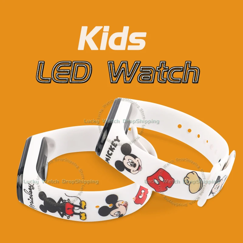 Mickey Minnie Kids' Anime Watches Cartoon Character Figures LED Touch Waterproof Child Electronic Watch Birthday Gifts 4