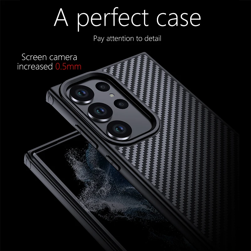 For Samsung Galaxy S23/S23+/S23 Ultra 1500D Real Karbon Hybrid Rubber Luxury Shockproof Back Case Matte Cover With magnetic