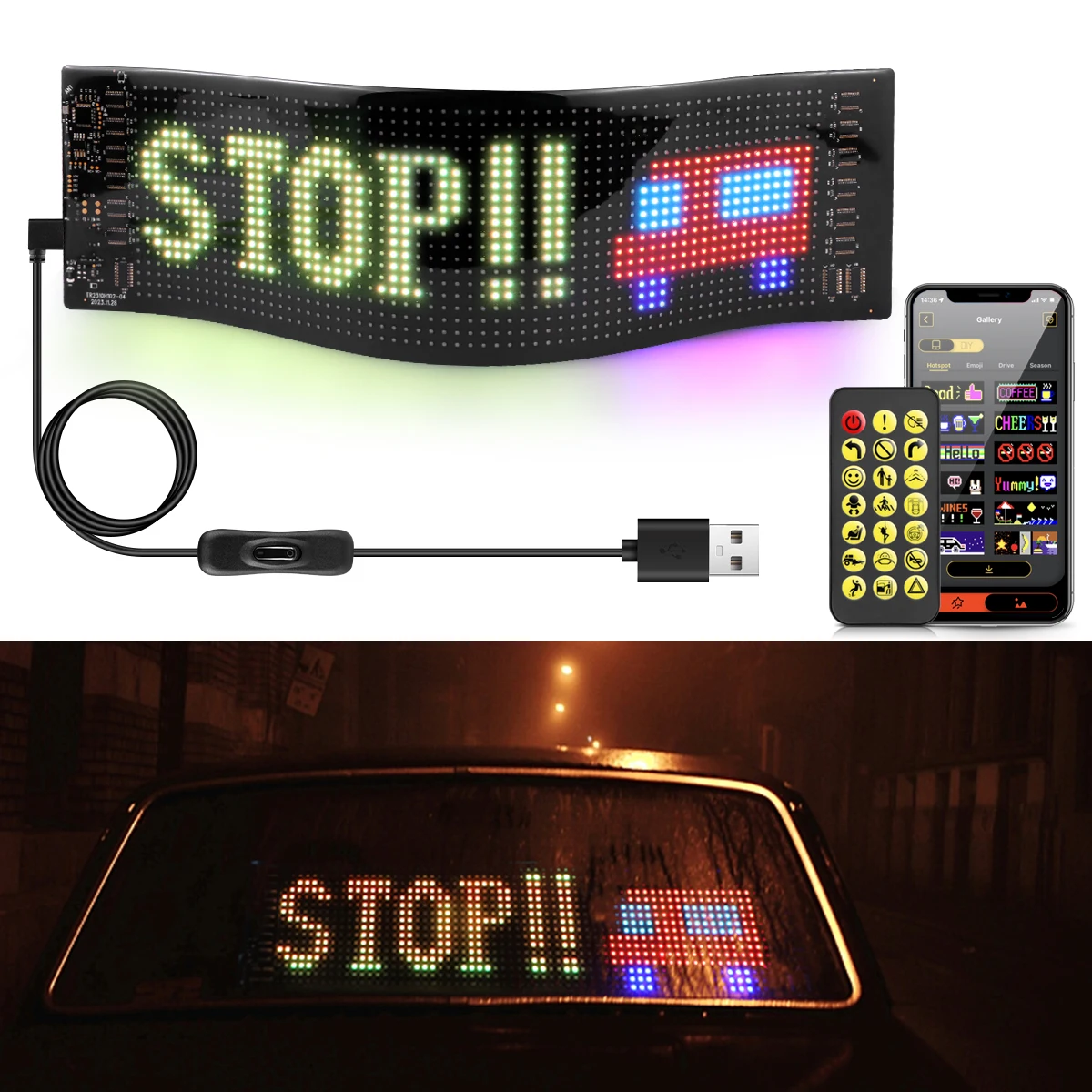 프로그래밍 가능한 스마트 LED 픽셀 매트릭스 디스플레이, 블루투스 앱, 자동..