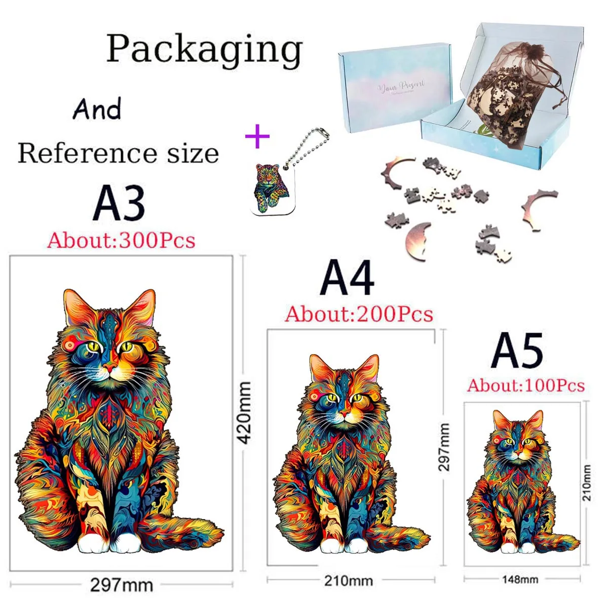 Irregular Shaped Wooden Animal Puzzle DIY Puzzle Party Games Educational Gift for Kids Holiday Gift Intelligent Cat Wood Jigsaw 5