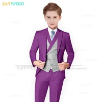 Ensemble 3 Pièces pour Grand Garçon, Tenue de Bal Élégante, Blazer, Glaçage, de Luxe, à Fleurs, Formelle, pour ixd'Enfant, Mariage 5