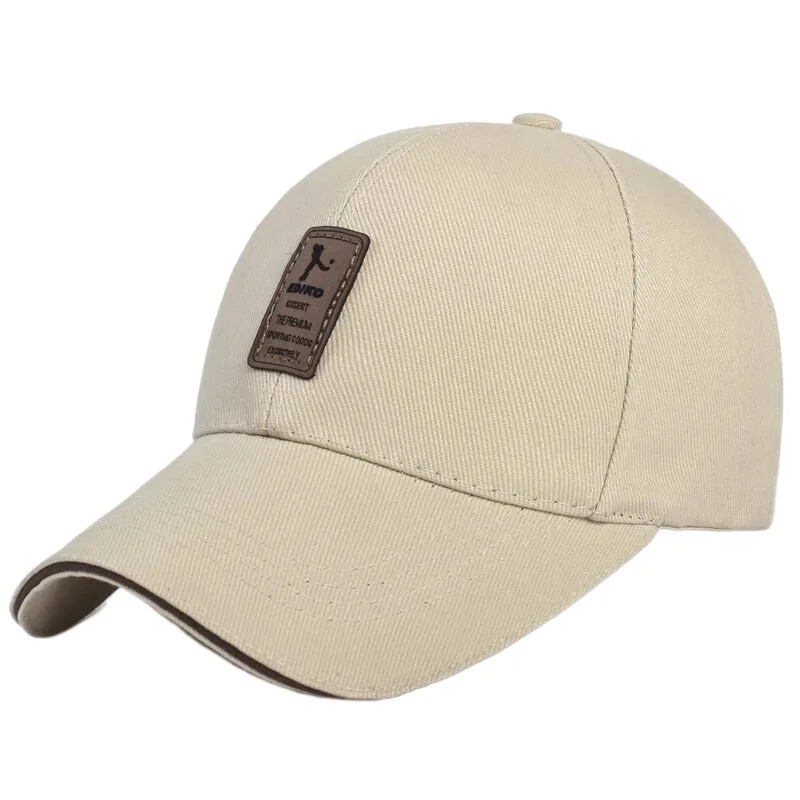 Sandwich Bill Dad Hats Men's Cotton Baseball Cap with Patch Beige