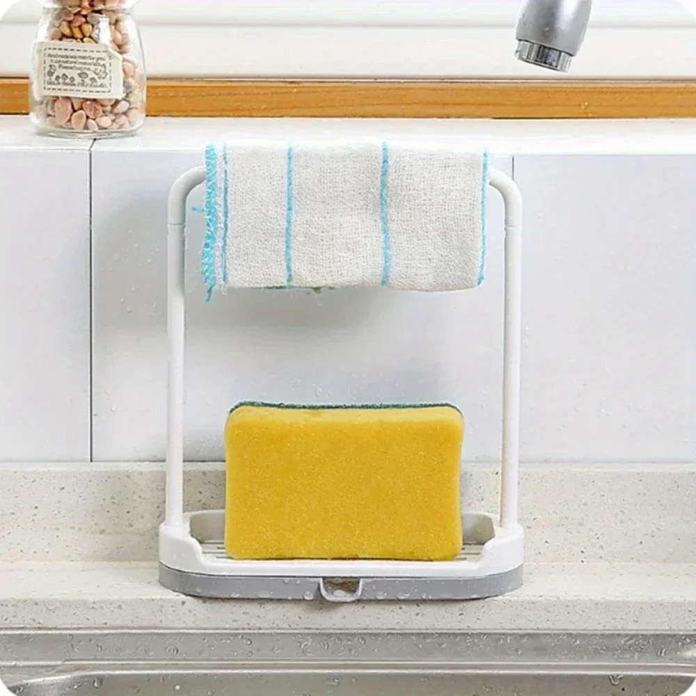 1PC Kitchen Towel Storage Rack Sponge Drain Shelf Plastic Dishcloth Stand Home Organizer Holders Organizer Kitchen