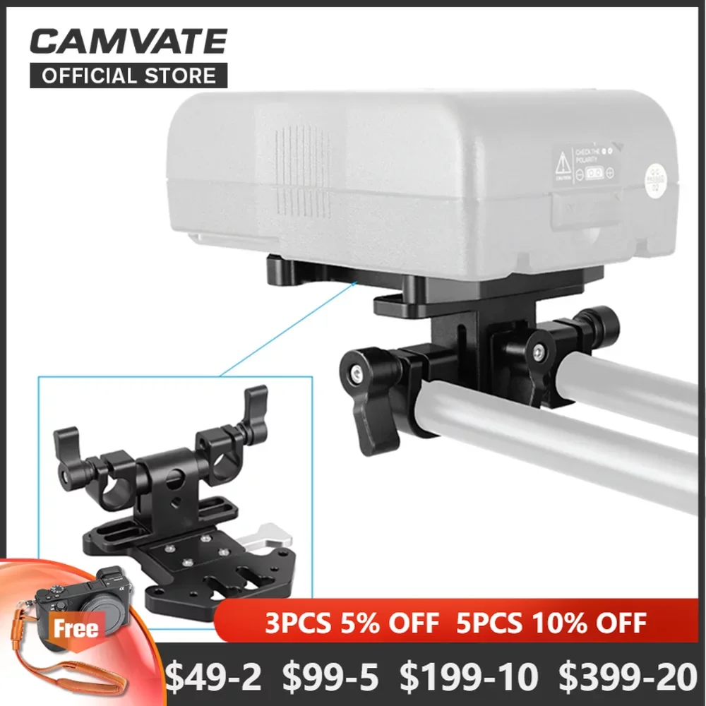 

CAMVATE Quick Release V Lock Mount Battery Plate With 360° Swivel Adjustable 15mm Dual Rod Clamp For Camera Battery Mounting New