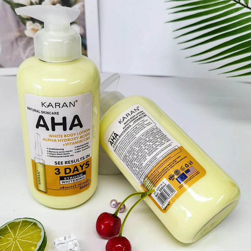 500ml Whitening Body Cream AHA Hydroxy Acids Vitamin C&E Moisturizing Lightening Body Lotion Remove Acne Marks Skin Care 4