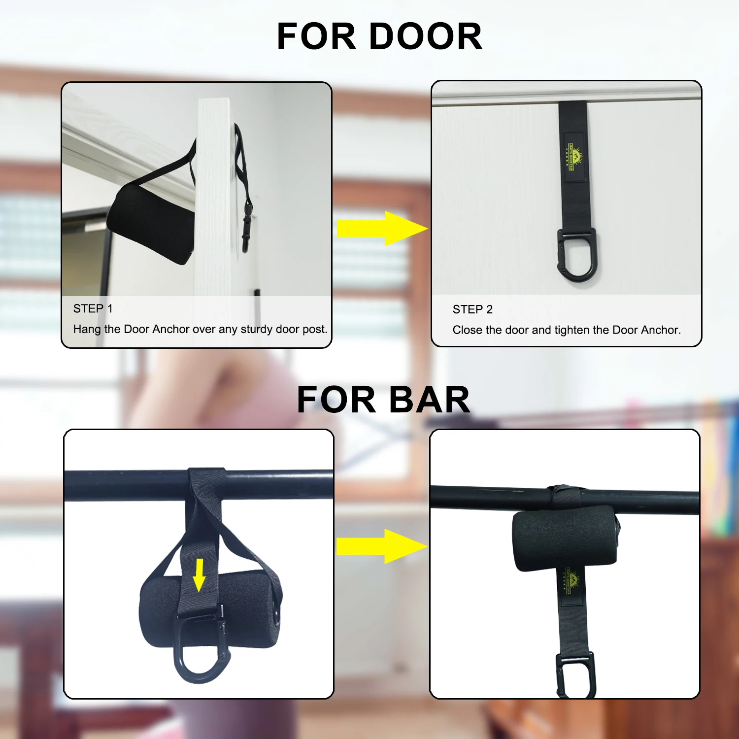 Door Anchor for Resistance Bands Heavy Duty Door Anchor with Extra Large Foam Stopper  for Loop Bands Resistance Tube Yoga 5