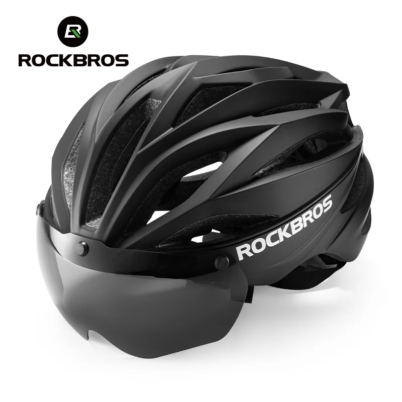 

ROCKBROS Bicycle Helmet with Lenses Adjustable 58-62Cm Cycling Helmet Special Anti-Odor Lining Magnetic Goggles Bike Helmet