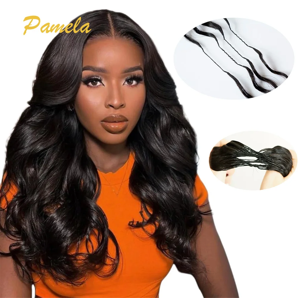 Knotless Pre-Separated Crochet Hair Extensions Human Hair Body Wave Feather Crochet Braid Hair Extensions 100% Human Hair