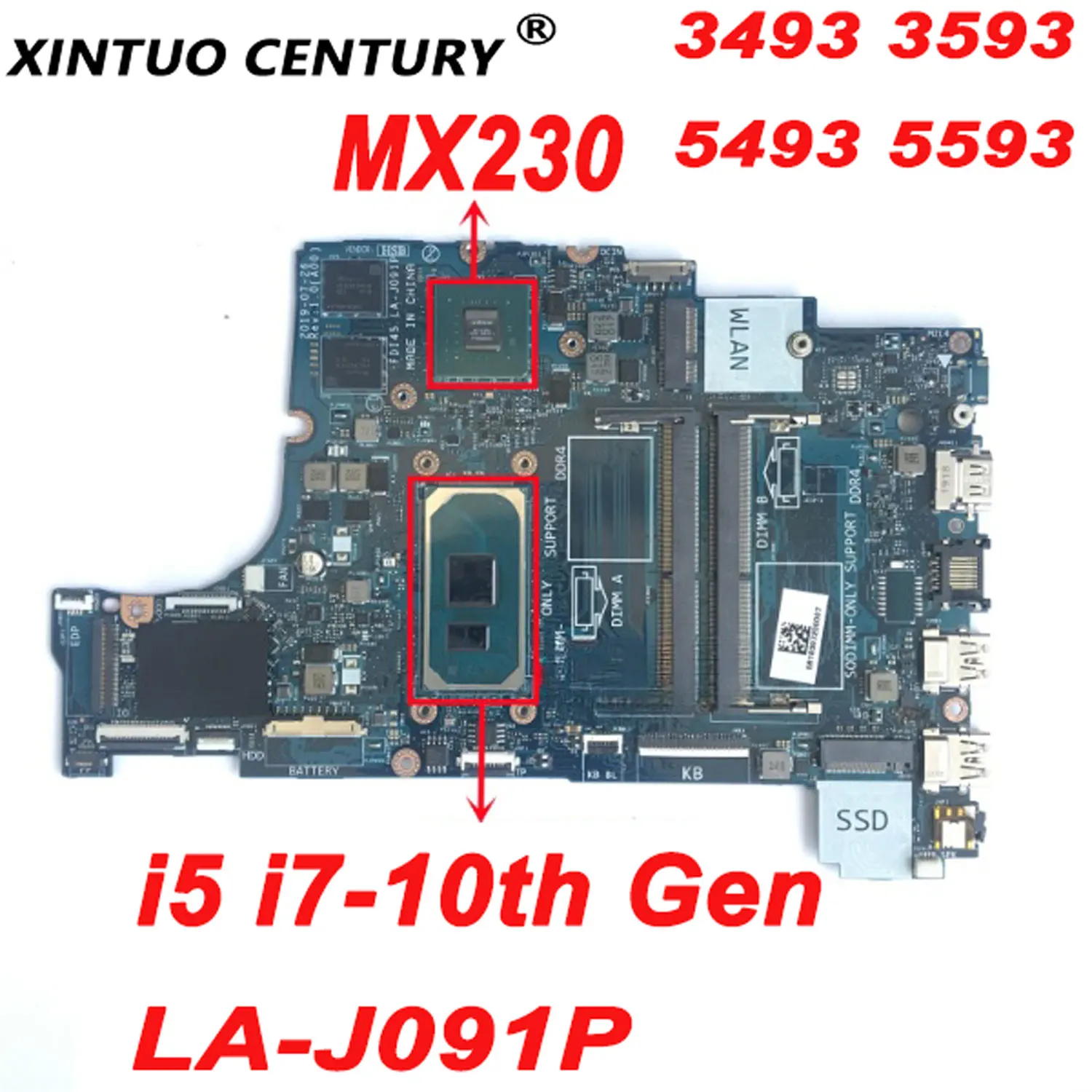 

CN-035VMP 035VMP 35VMP LA-J091P для Dell Inspiron 3493 3593 5493 5593 материнская плата для ноутбука с i5 i7-10th Gen CPU MX230 GPU DDR4