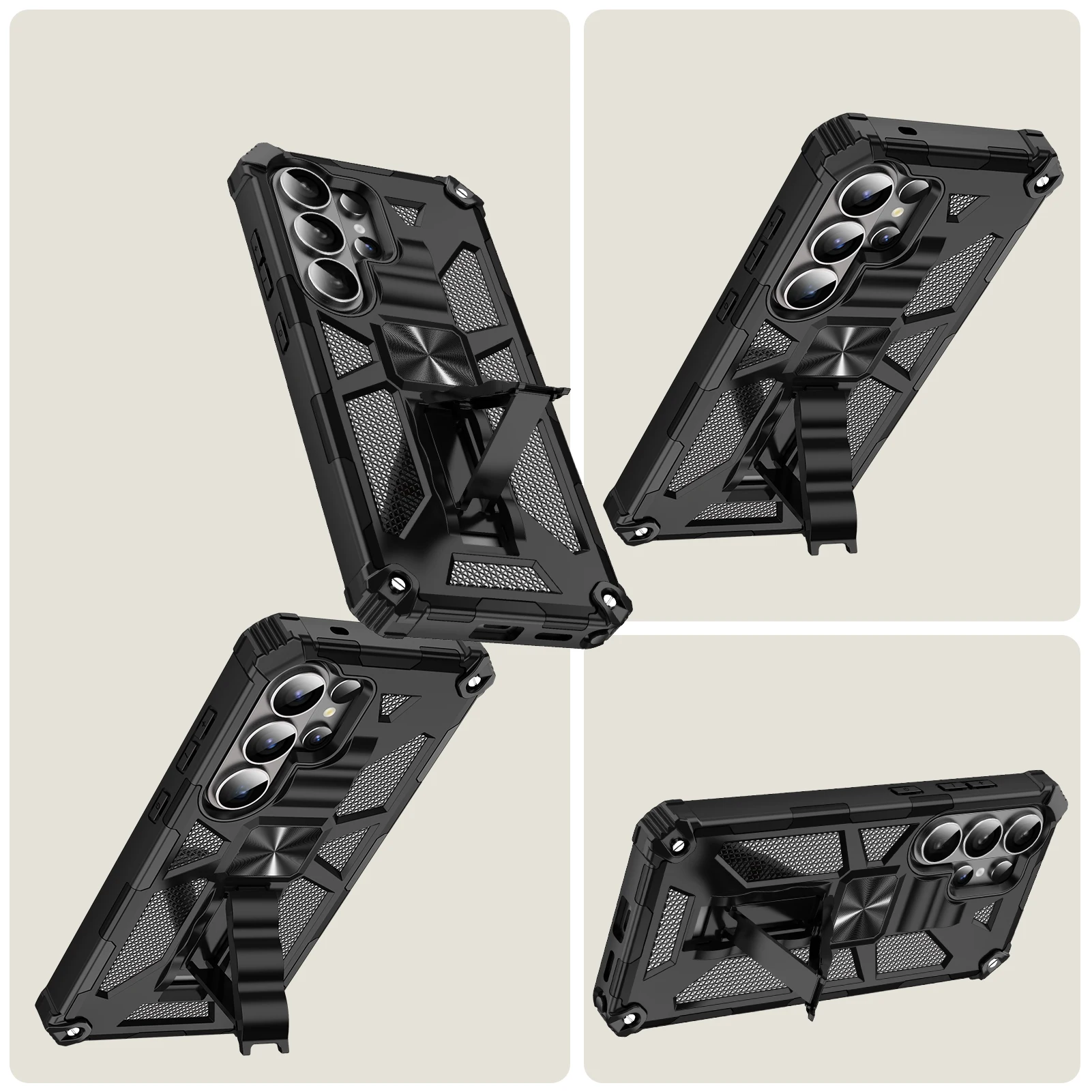 Hybrid Armor Camouflage Phone Case with TPU Frame and Hidden Kickstand