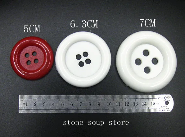 3-10pcs Super big white Buttons 5/6.5/7cm Great circle edge 4 hole nylon Large Buttons Diy decor Clothing Sewing accessories 2