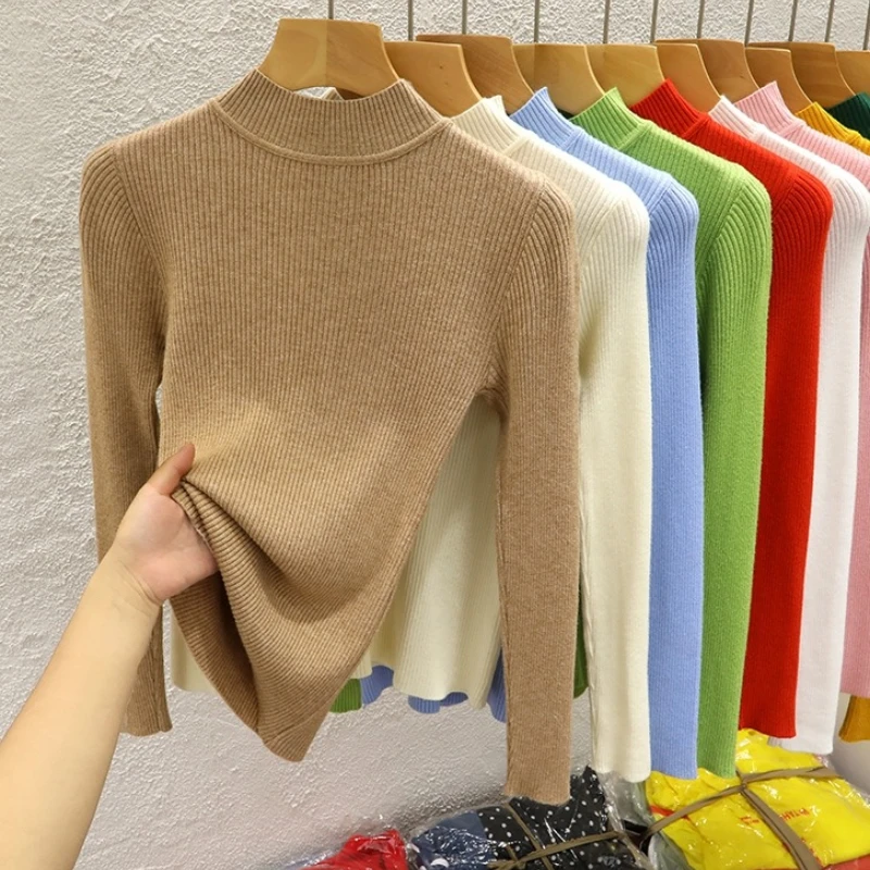 492379-0005a4.jpg Autumn Winter Solid Pullover 2025 Turtleneck Women Sweater Female Casual Knitwear Clothing Basic Slim Versatile Soft Tops - Image 1