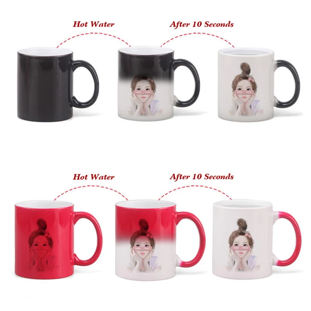 Taza que cambia de color con nombre y texto personalizable, taza de leche y  té, tazas mágicas de café de cerámica, regalo único para amigos - AliExpress