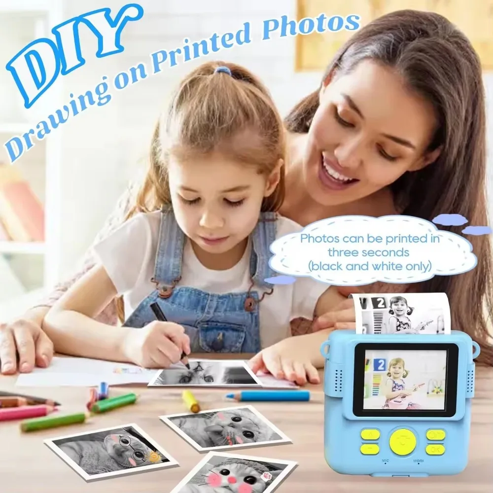 Digital Camera Instant Print Camera for Kids Mini Polaroid Camera Thermal Print Instant Photography Gift for Children Birthday Gift Kids
