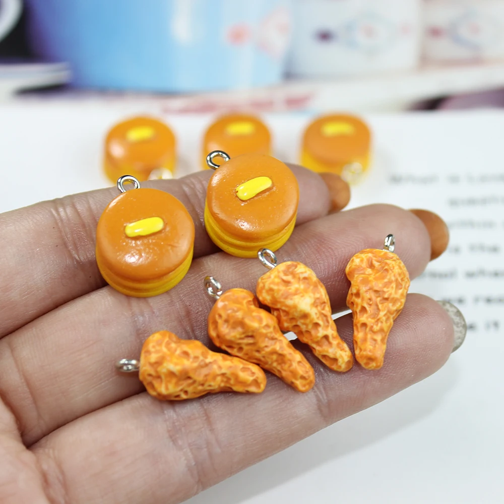 

10Pcs/ Resin Simulation Food Cakes Charm Chicken Leg Pendant For Keychain Earring Diy Jewelry Findding Accessories