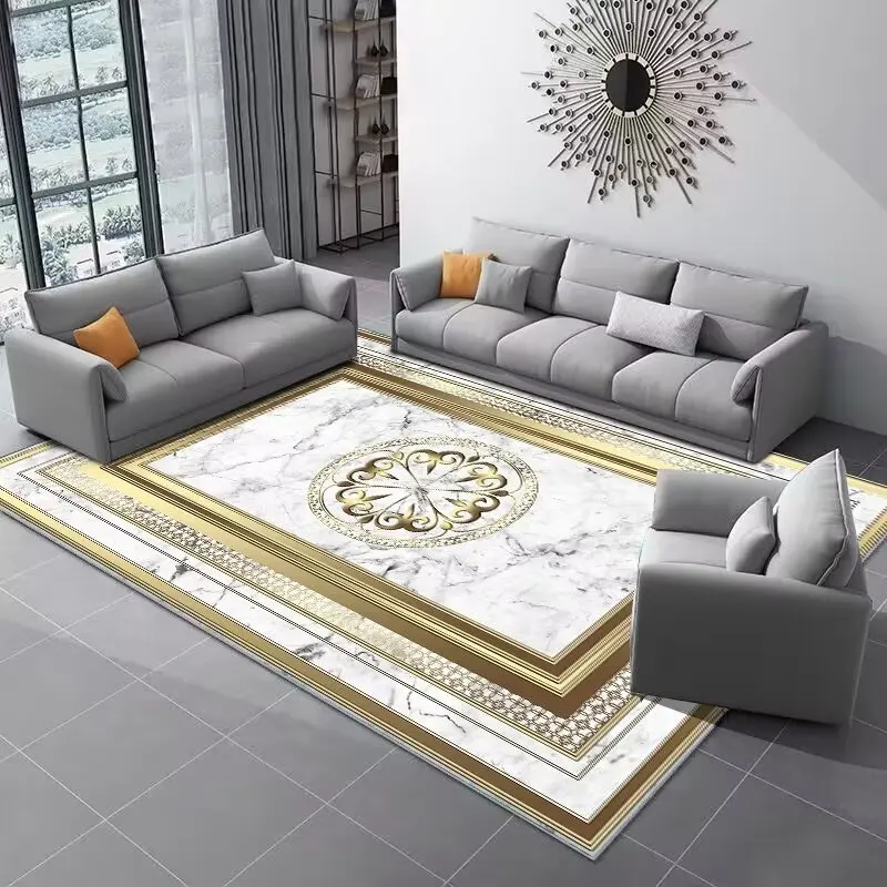 Luxurious Golded Large Carpets for Living Room Hotel Hall Decoration Sofa Coffee Tables Rugs Bedroom Non-slip Mat Ковер Tapis 러그 3