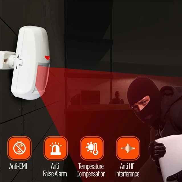Wireless 433MHz EV1527 Mini PIR Motion Sensor & Alarm Detector Infrared Sensor PIR Sensor Motion Detector for Home Alarm System 4