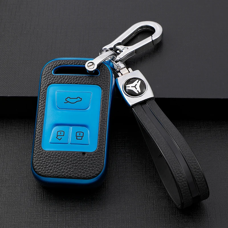 Leather TPU Car Smart Key Case Cover Bag Shell Holder Keychain for Chery Arrizo Tiggo 3 5X 4 8 Glx 7 Key Case Key Case Cover Car Key Shell Remote Control Case Cover Flip Key Fob Shell