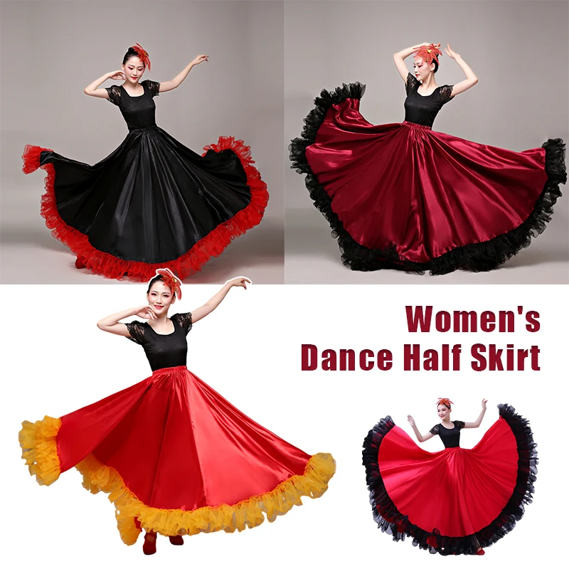 360/540/720 Degree Women Opening Dance Skirt Gypsy Spanish Flamenco Skirt Lady Big Swing Dance