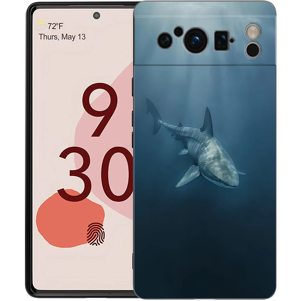 Ocean Whale Shark Swimming Soft Shockproof TPU Black Phone Case