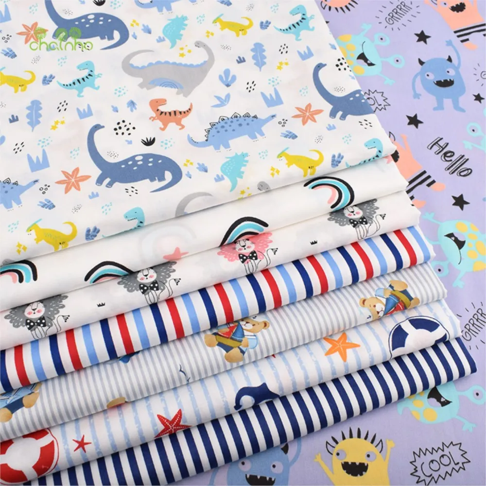 Chainho,Printed Twill Weave Cotton Fabric,Patchwork Cloth,DIY Quilting Sewing Material,8 Cartoon Designs,2 Sizes,15C43