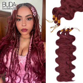 Synthetic Braiding Hair 24inch Body Wave Crochet Hair Bundles Burgundy Blonde Water Wave Crochet Braiding Hair Boho Twist Braids 1