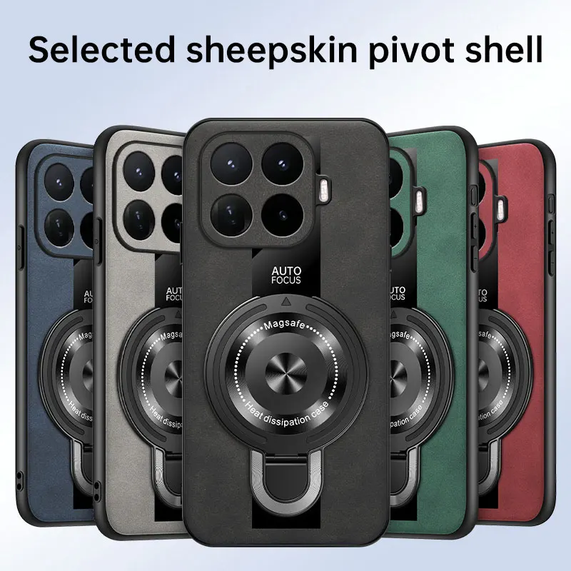 Premium Sheepskin Leather Magnetic Folding Stand Case - Skin-friendly Bumper Cover